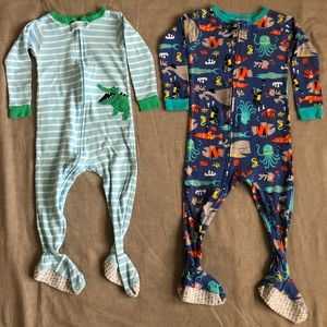Bundle of 2 Carter’s Zip Up Footed Pajamas